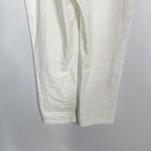 Soludos S White Rialto Tie Waist Jumpsuit Cotton Embroidered Zip Front Cropped - Picture 9 of 16